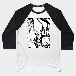 Black and White Rose Design Print Baseball T-Shirt